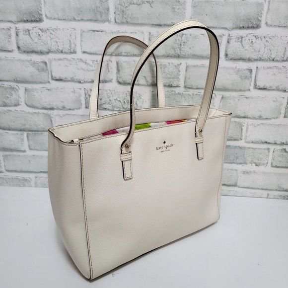 Kate Spade Grand Street Quinn Shoulder Bag Ivory Medium Leather Tote - Picture 3 of 12